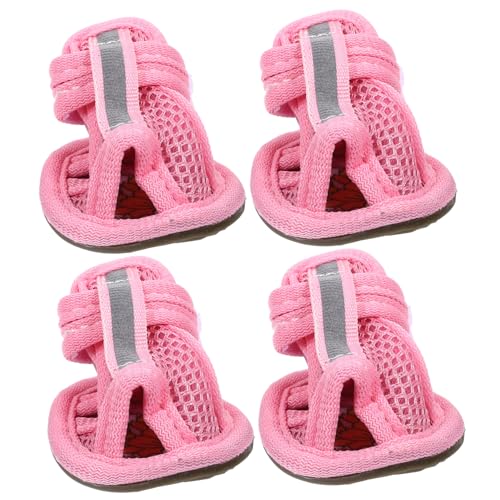 SEWOART 4er Set Atmungsaktive Hundesandalen Mit Anti Rutsch Sohle Pet Sandalen Für Hunde Pink Größe 3 Perfekt Für Den Sommer Und Pfotenschutz von SEWOART