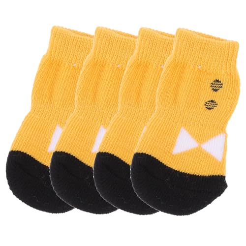 SEWOART 4 Stück Hundesocken Baumwollsocken Mit Hundepfoten Hundestrümpfe Haustiersocken Strumpffüller Für Welpen Baumwollsocken Für Haustiere Welpen-innensocken Hundepfotenschutz Yellow von SEWOART