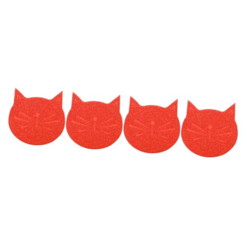 SEWOART 4 Stück Matte in Katzenform Fütterungsmatte Katze Geschirr Matte Hund Frisst Matte Futternapf Für Katzen Hundefuttermatte Wassernapfmatte Katze Frisst Matte Hundematten Rot PVC von SEWOART