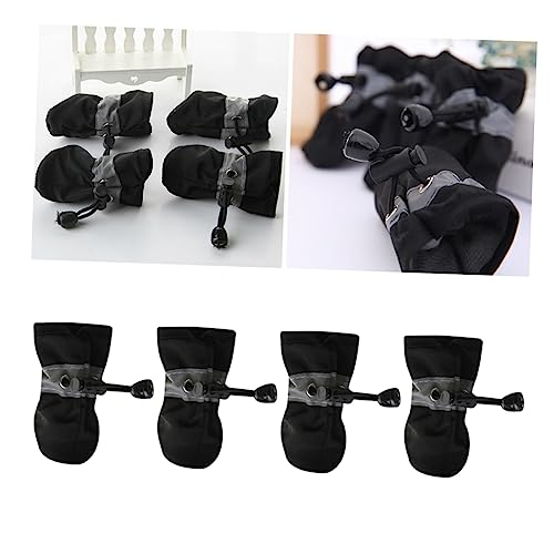 SEWOART 4 Stück Schuhe Haustier hundeschuhe hundepfoten Dog Shoes Schuhe für Hunde Regenstiefel Hundestiefel Schuhe Hund mittlerer Hund Stiefel für Hunde Haustier Stiefel Black von SEWOART