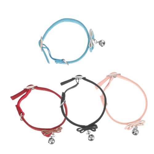 SEWOART 4 Stück Welpenhalsband Mit Glöckchenbeflockung Haustier Schleifenhalsband Mit Glöckchen Kleines Katzenhalsband Hundehalsdekoration von SEWOART