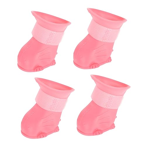 SEWOART 4 Stück wasserdichte Schuhe -Slip-Regenschuhe Pfotenschutz Welpenschuhe Booties Für Welpenspiele Haustierstiefel Regenstiefel Für Hund Booties Für Hundepfoten Schritt Rosa von SEWOART