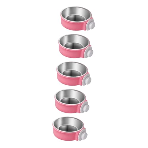 SEWOART 5 Stück 2 1 schüssel aus Edelstahl Haustier-Badewerkzeug Käfig Kleiner Fischfutterautomat Futternapf für Hund pet Water Bowl pet Food Container Hundenapf Haustiernapf Rosa von SEWOART