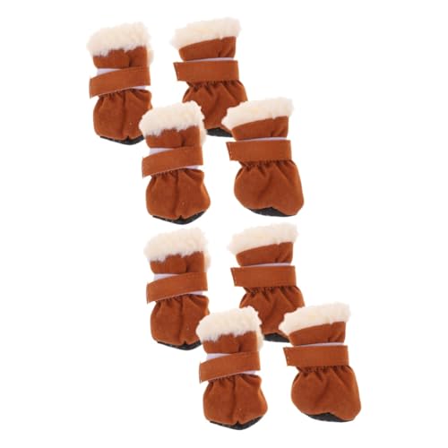 SEWOART 8 STK Schneestiefel Für Haustiere Schlammstiefel Für Hunde Winterschuhe Für Welpen Hundeschneeschuhe Für Große Hunde Schneestiefel Für Hunde Pfoten Stiefel Brown Zaubergürtel von SEWOART