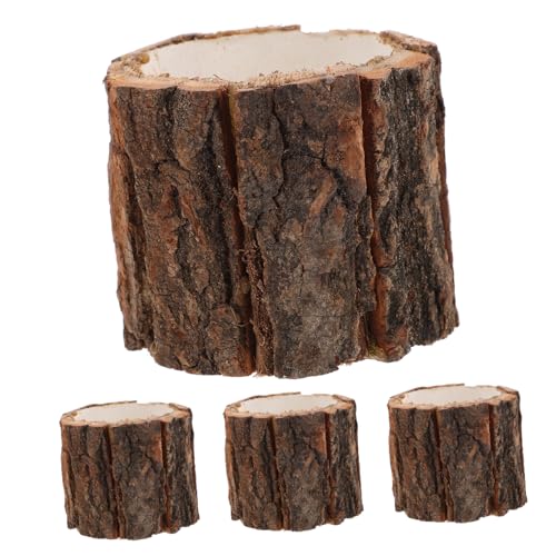 SEWOART Blumentöpfe Rustikale Pflanzgefäße Für Kleine Pflanzen wasserdichte Baumstamm Pflanzkübel Für Innendekoration 9cm x 8cm Ideal Für Bonsai Und Sukkulenten von SEWOART