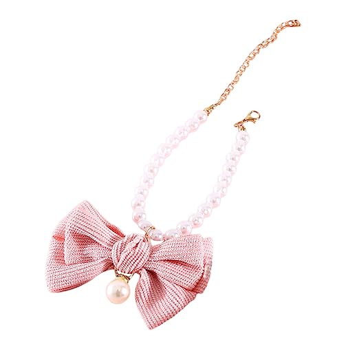 SEWOART Bowknot Hundekragen Verschleiß-resistenter Kätzchenkragen Perlenpearl-Halsband-Accessoire von SEWOART