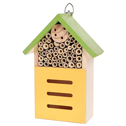 SEWOART Garten Insektenhaus Blockhaus Dekoratives Insektenhaus Bestäuberhaus Marienkäfer- Lebensraum Gartendekoration Mauerbienen Außendekoration Bienenstock Kabine Holz Green von SEWOART