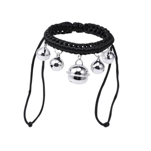 SEWOART Glockenkragen Personalisiertes Halsband Kleine Hundehalsbänder Katzenhalsband Halsring Für Haustiere Horn Halsketten Handgewebte Halskette Modischer Kragen Black von SEWOART