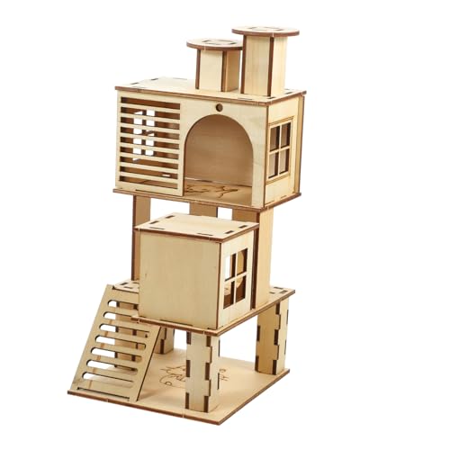 SEWOART Hamster Holzleiter Tierheim Für Kleintiere Kletterplattform Mit Rutsche Und Spielbereich Ideal Für Hamster Zwerghamster Und Meerschweinchen Fördert Aktivität Und von SEWOART