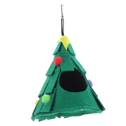 SEWOART Hamster-Weihnachtsnest Igelnest Spielzeug für Kaninchen Hamster hängendes Weihnachtsbaumform Hamster Schlafplatz Komfortables Haustierhaus Weihnachtsbaum-Hängematte Filzstoff von SEWOART