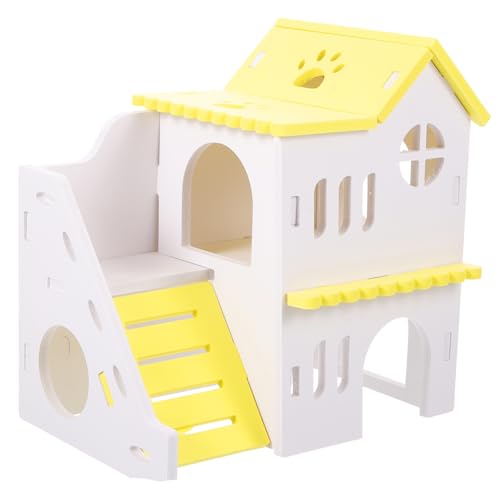 SEWOART Hamsterspielzeug für den Haushalt Hamster Spielzeug Hamster Schlafhaus Hamstervilla Hamsternest hamsterkäfig Hamsterversteck für den Haushalt kleines Hamsterhaus Prämie PVC Yellow von SEWOART