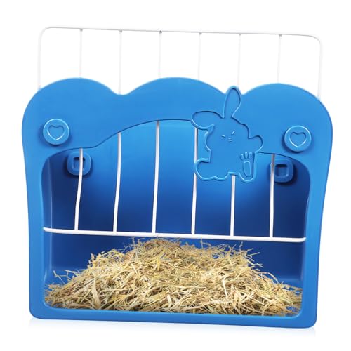 SEWOART Hasengrasständer Häschen-Feeder Futterspender Für Kaninchen Hasenfutter Futterhäuschen Für Kaninchen Kaninchenhalter Kleintierbedarf Futterstelle Für Kaninchen Blue Plastik von SEWOART