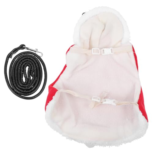 SEWOART Hasenkleidung Kaninchenkäfig Weihnachtliche Kleintier-Outfits Tunnel Für Kaninchen Gefüllter Plüsch Bausatz Kaninchen-kleidergurt Weihnachtsoutfits Für Hasen Hund Rot Korallenvlies von SEWOART