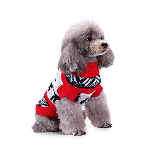 SEWOART Entzückende weihnachtliche Welpenkleidung Rollkragenpullover gestrickter Wintermantel für Hunde Weihnachtspullover mit Ankermuster Größe M von SEWOART