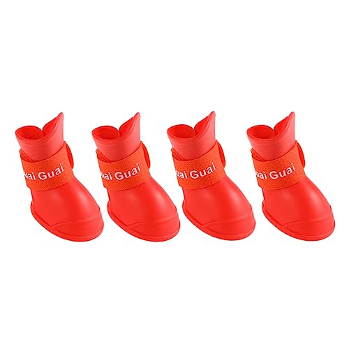 SEWOART Regenstiefel Für Hunde Und Welpen Schneestiefel Rot Flexibles PVC Leicht Zu Tragendes Klebeband von SEWOART