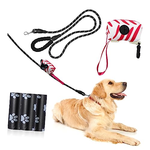 SEWOART Hundeleine Mit Kotbeutelspender Hundehalsband Und Reflektoren 1 Set Hundeleinen Kotbeutel Für Welpen Kleine Und Große Hunde von SEWOART