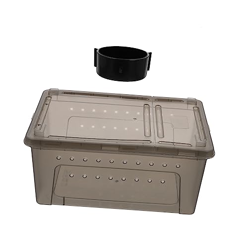 SEWOART Kasten Futterbox für Reptilien Futterautomat für Haustiere Spinnen-Terrarium Reptilienverstecke Terrarium zubehör Terrariumzubehör Reptilfall Reptilienterrarium Plastik Dark Grey von SEWOART