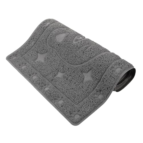 SEWOART Kasten Katzenstreu Matte Haustiermatte Für Futterwasser Katzenstreumatten Für Den Innenbereich Katzentoiletten Für Haustiere Essensmatte Katzenfutter Pad Hundefuttermatte Grey PVC von SEWOART