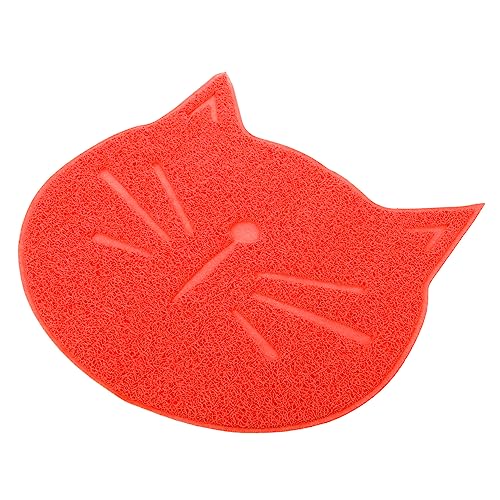 SEWOART Matte in Katzenform Katzenfutter Wassernapfmatte Hundematte Für Futter u Hunde Wassermatte Hundematten Katze Geschirr Matte Haustierzubehör Katzenstreumatte Welpen Tischset PVC Rot von SEWOART