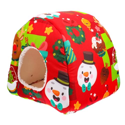 SEWOART Meerschweinchen-Versteckbett für Igel Kurzkopfgleitbeutler Hamster 22 x 22 rotes warmes Weihnachtsnest von SEWOART