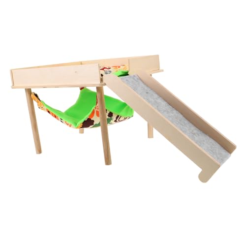 SEWOART Meerschweinchen Bett Hamster Hängematte Hamster Holzhaus Mit Hängematte Und Treppe Gemütliches Versteck Für Hamster Und Andere Kleintiere Ideal Als Käfigzubehör Für Artgerechte Haltung von SEWOART