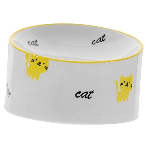 SEWOART Neigbarer Katzennapf aus Keramik schöner Katzennapf erhöhte Futternäpfe für Katzen Verschleißfester Hundenapf Katzennäpfe pet Water Bowl praktischer Futternapf Katzenzubehör Yellow von SEWOART