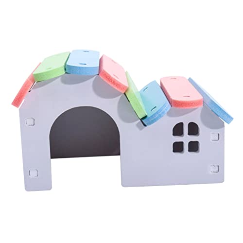 SEWOART Welpenhaus Hamsterhaus Natürlich Schönes Hamsterbett Hasenspielzeug Für Kaninchen Hamster Schlafhaus Nistplatz Für Kleintiere Hamster Wohnhütte Hamsterspielzeug Regenbogen Hölzern von SEWOART