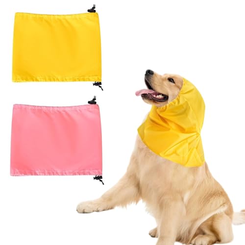 Hunde-Badekappe, wasserdicht, Regenhut, Ohrenschutz, Duschhaube, Hundeohren, Stirnband, Ohrenschützer für Schwimmen, Ohrwickel für Schnee, Regen, 2 Stück (Rosa + Gelb) von SEZDEKI