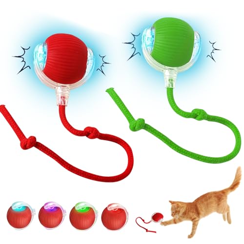 SFSSHUI Interaktives Katzenball Spielzeug, Katzenspielzeug Elektrisch, Interaktiver Elektrischer Katzenball, Bewegliches Interaktives Katzenspielzeug, Smart Cat Toy Ball Rollender Ball (2pcs) von SFSSHUI