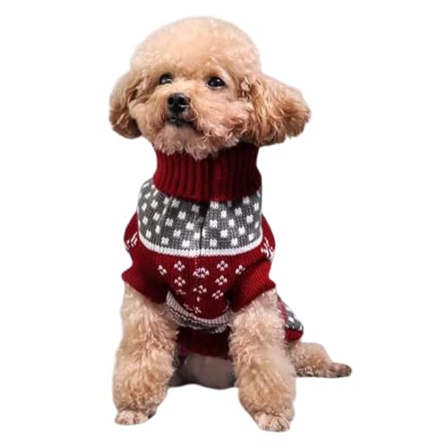 Weihnachtspullover für Hunde und Katzen, Herbst und Winter, klassische Strickwaren, Pullover-Designs mit Rentier und Schneeflocken, weicher Rollkragenpullover für Katzen, Chihuahuas, Größe M von SGAVAHSG