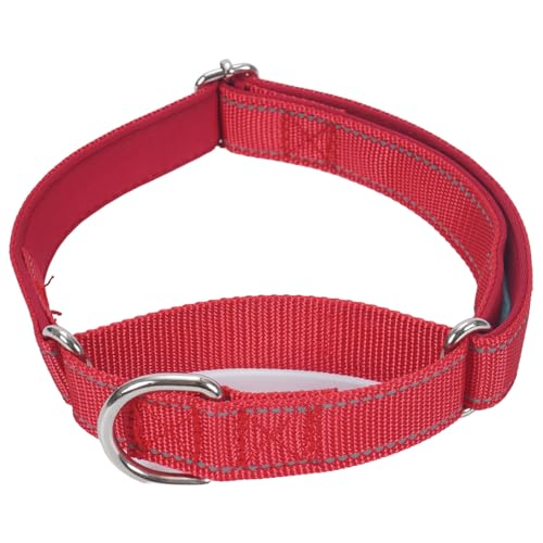 SGODA Martingale Hundehalsband, Reflektierendes Nylon Gepolstert Hundetrainingshalsbänder für Große Hunde, Rot, L von SGODA