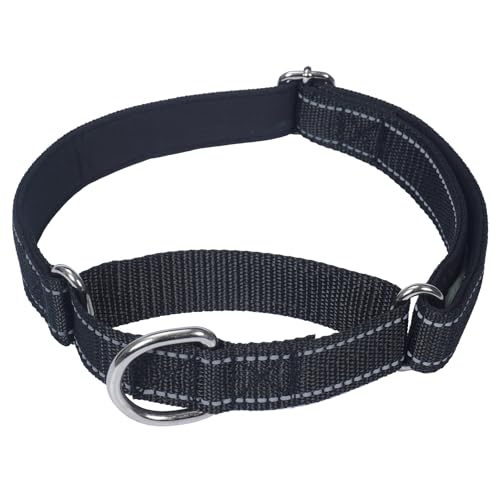 SGODA Martingale Hundehalsband, Reflektierendes Nylon Gepolstert Hundetrainingshalsbänder für Große Hunde, Schwarz L von SGODA