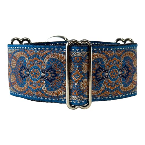 SGang Martingale-Halsband für Hunde, Größe M (35,6 - 45,7 cm Halsumfang, 5,1 cm breit), Blau, Metall, Martingal-Design für Windhunde von SGang