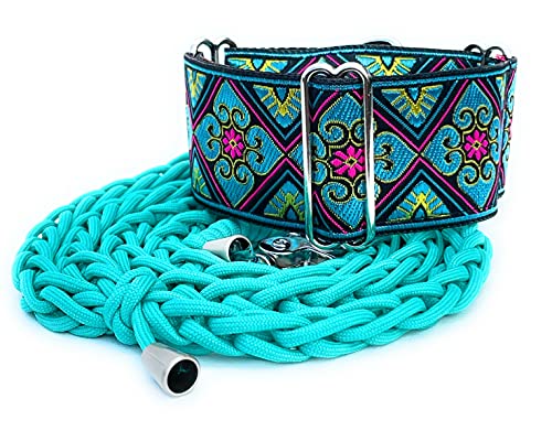 Martingale Hundehalsband für Windhunde, Saluki, Whippet und andere Rassen mit ähnlichem Hals, 5,1 cm breit (35,6 cm - 45,7 cm und Leine-Set) von SGang