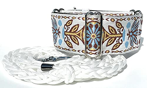 Martingale Hundehalsband für Windhunde, Saluki, Whippet und andere Rassen mit ähnlichem Hals, 5,1 cm breit (L 35,6 cm - 45,7 cm und Leine Set) von SGang