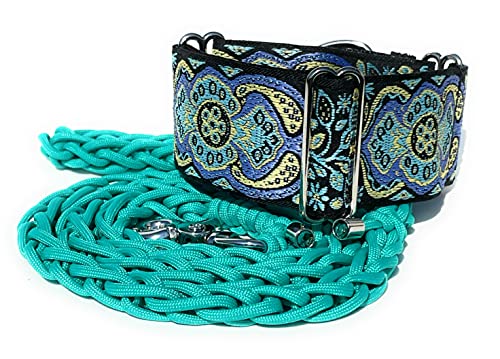 SGang Martingale Halsband und Paracord-Leine, Set für Windhund, Saluki, Whippet, Galgo, 5,1 cm breit (27,9 cm - 35,6 cm und Leine) von SGang