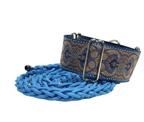 SGang Martingale Hundehalsband und Leine, Set für Windhunde, Saluki, Whippet und andere Rassen (L 35,6 - 45,7 cm und Leine-Set), Blau von SGang