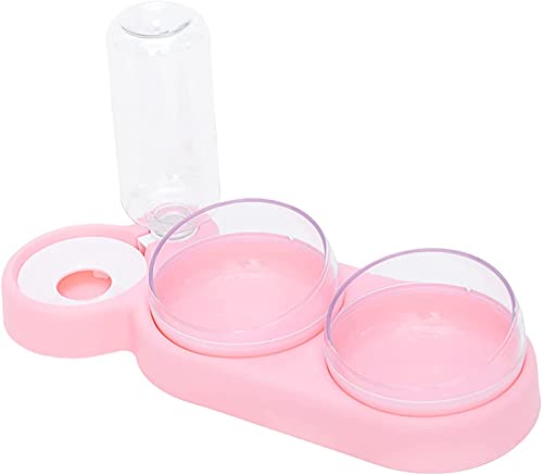 SGerste Katzennäpfe mit Wasserflaschenständer, PP, Futternapf mit Halterung, Haustier-Esstisch, Katzenfutterstation mit erhöhtem Ständer für Katzen, Welpen, 3 Schalen (Pink) von SGerste