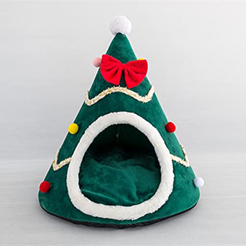 SH-RuiDu Haustierbett, Weihnachtsschwamm, Haustierbett, Weihnachtsmütze, Nest mit Kissen für Katzen und Hunde von SH-RuiDu