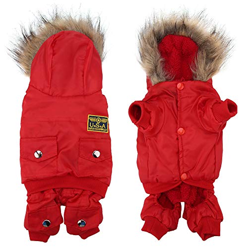 SH-RuiDu Hunde-Overall, Haustier-Winter-Kleidung, modischer Hoodie, warmer Hunde-Wintermantel, kleine Hundejacke von SH-RuiDu