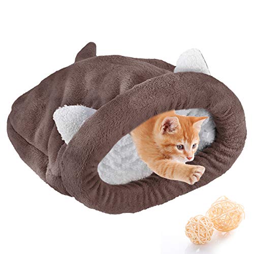 SH-RuiDu Katzen-Schlafsack, Fleece, weich, selbstwärmend, waschbar, Haustierbett, warm, gemütlich, Kuschelsack für Katzen und Welpen von SH-RuiDu