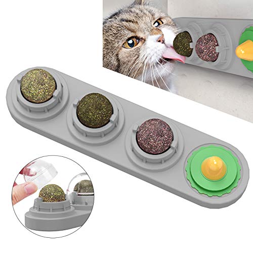 SH-RuiDu Katzenminze Ball Spielzeug für Katzen, drehbare Katzen Leck Spielzeug Natürliche Katzenminze Essbare Kugeln Lecken Treats Spielzeug für Haustier Katzen Zähne Reinigung (Grey) von SH-RuiDu