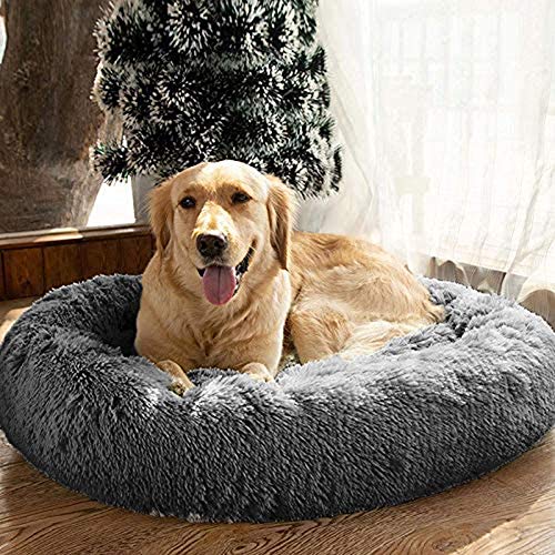 Donut Rund Hundebetten, XL Plüsch Haustierbett, Hundekissen, XXL Rutschfest Hundesofa, Warm Weich Deluxes Schlafen Bett zum Katzen und Große Hunde, Waschbar, Feuchtigkeitsbeständig Haustierbett von SHADOWIN