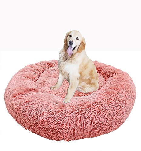 Donut Rund Hundebetten, XL Plüsch Haustierbett, Hundekissen, XXL Rutschfest Hundesofa, Warm Weich Deluxes Schlafen Bett zum Katzen und Große Hunde, Waschbar, Feuchtigkeitsbeständig Haustierbett von SHADOWIN