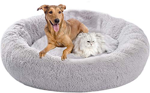 Flauschige Hundebett, Dauerhaft Rund Hundekissen, Rutschfest Hundesofa, XXL Donut Hundebett, Hundekörbchen Waschbar, Feuchtigkeitsbeständig, Gemütlichem Tierbett, Warmes Weiches Plüsch Haustierbett von SHADOWIN