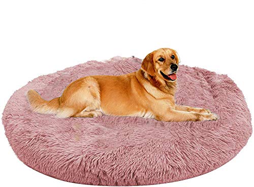 Gemütlichem Haustierbett, Rundes Plüsch Katzenbett, Feuchtigkeitsbeständig Hundebett, Rutschfest Hundehaus, Warme Weiche Bequeme Haustierbett, Doughnut-Form Große Hund Bett 110/120/130 /150 cm von SHADOWIN