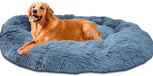 Haustierbett Rundes Plüsch, Rutschfest Hundebett, Katzenbett, Tragbare Warme Weiche Bequeme Hundesofa, Sanft Doughnut-Form Große Hunde Bett, Weich Katze Schlafen Bett, Warm Flauschige Hundebette von SHADOWIN