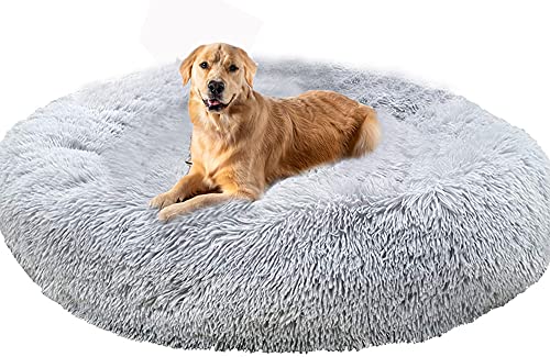 SHADOWIN Übergroßes Hundekorbbett, Hundematte Kissen XL Weich Orthopädisch, Anti Stress Hundekorb, Rundes Beruhigendes Kissen Hundekorb Medium Large Size XXL Donut, Pet Plüsch Haustierbett, Waschbar von SHADOWIN