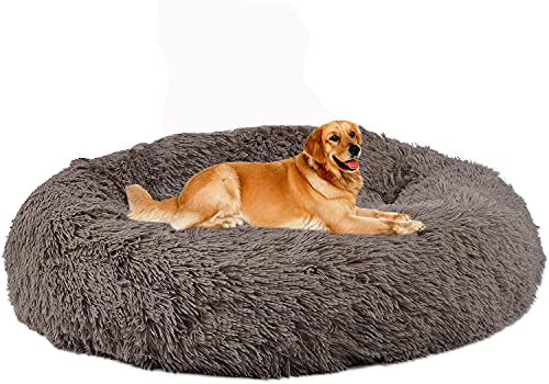 SHADOWIN Übergroßes Hundekorbbett, Hundematte Kissen XL Weich Orthopädisch, Anti Stress Hundekorb, Rundes Beruhigendes Kissen Hundekorb Medium Large Size XXL Donut, Pet Plüsch Haustierbett, Waschbar von SHADOWIN