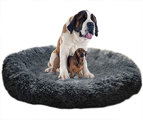 Sanft Flauschige Haustierbett, Rundes Plüsch, Gemütlichem Rutschfest, Hundebett, Tragbare Warme Weiche Bequeme Hundehütte, Doughnut-Form Große Hund Bett, Wunderschönen Haustierbett--100cm/120cm/150cm von SHADOWIN